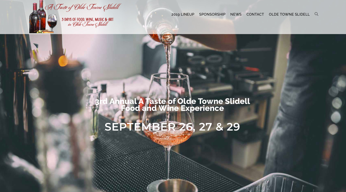 A Taste of Olde Towne Slidell Food and Wine Experience Fundraiser Web Site Design