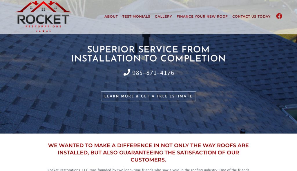 Roofing Contractor Website Design Covington Mandeville