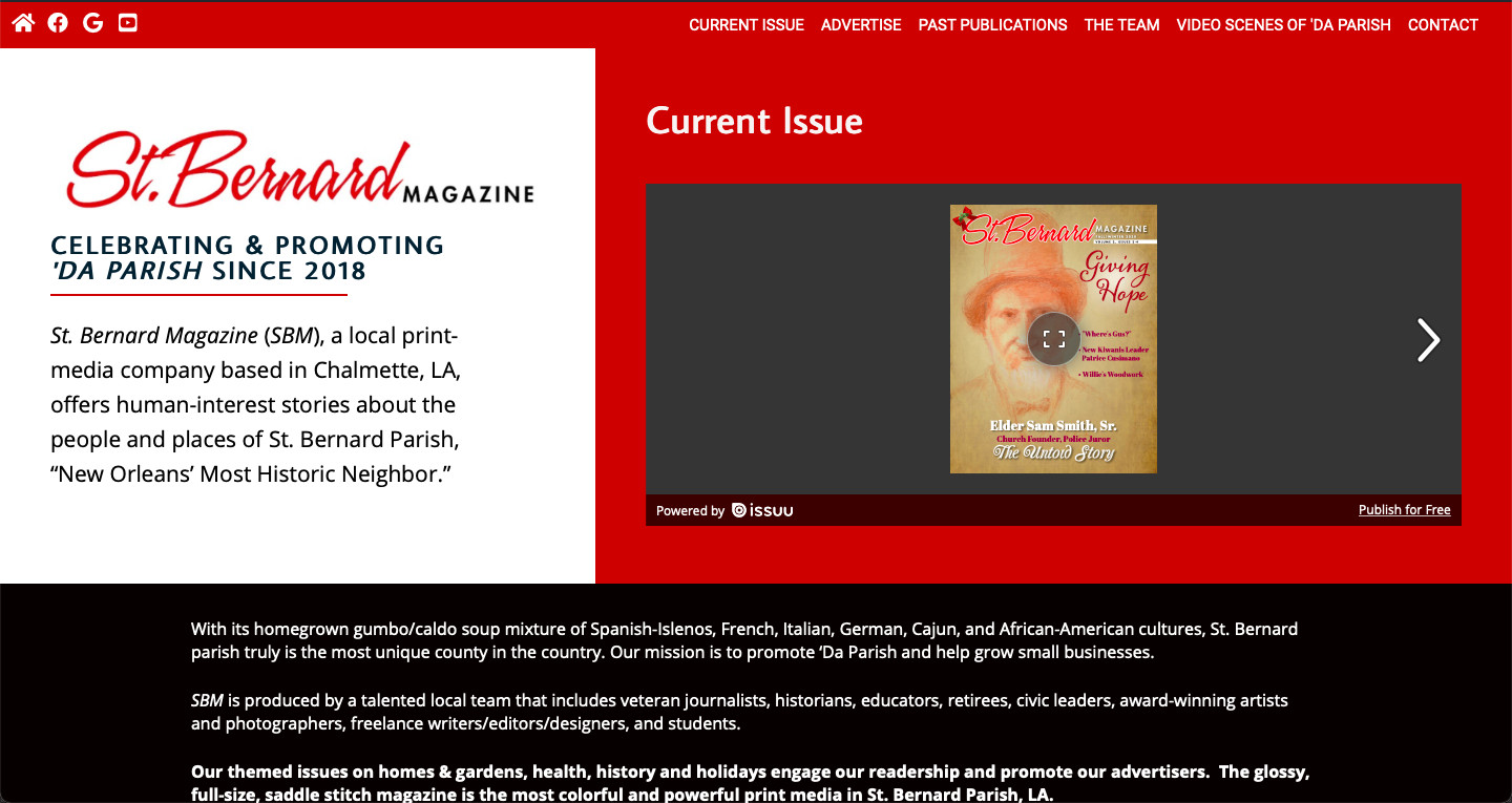 St. Bernard Magazine website design