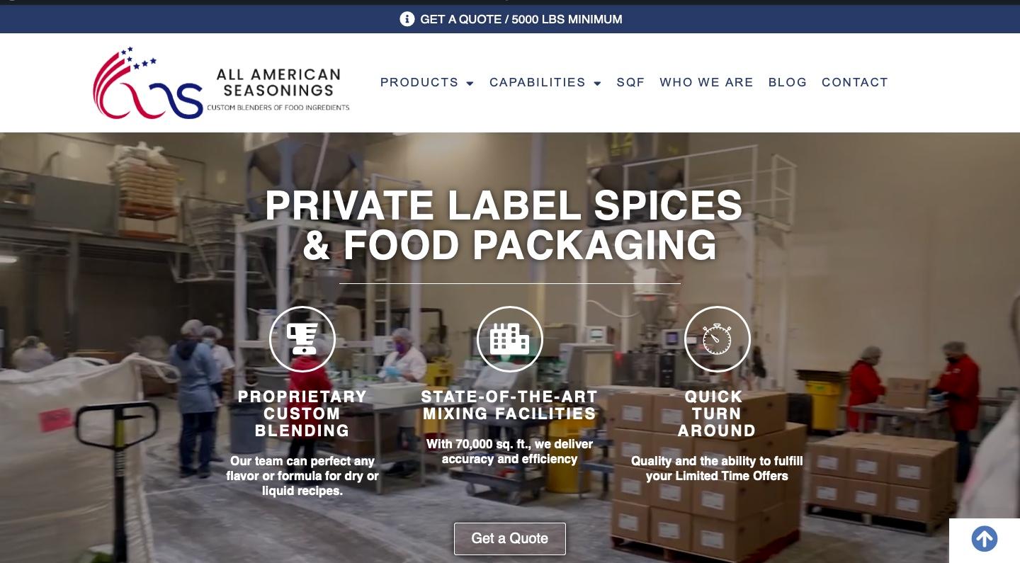 Custom Food Blending & Packaging Website Design