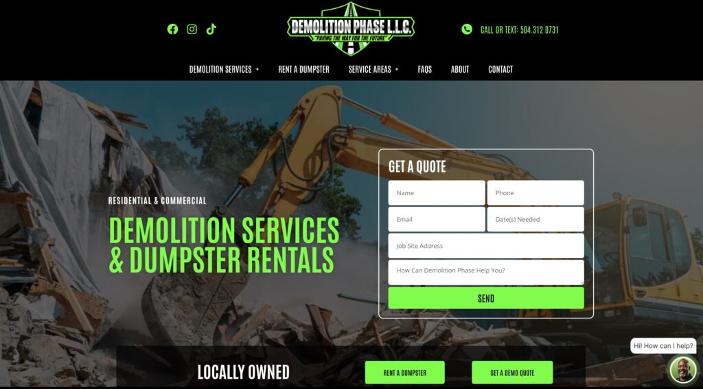 Demolition website design